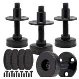 NEWBYTEK Furniture Leveling Feet Heavy Duty, Adjustable Furniture Feet Levelers Screw on Heavy Duty Desk/Chair/Cabinet/Dresser/Bench Leg Leveler, Round T-Nut Kit 3/8-16 Thread (4 Pack, Black)