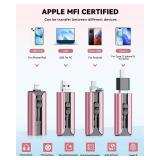 MFi Certified 256GB Flash Drive for iPhone USB Memory Stick Thumb Drives, High Speed USB Stick iPhone Flash Drive for Photos Videos,Photo Stick External Storage for iPhone/iPad/Android/Laptop (Pink)