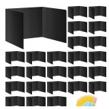 Black 24-Pack Desk Dividers for Students, Waterproof Durable Plastic Study Carrel Dividers, Easy to Clean, Privacy Classroom Shield Folder Boards for Student Desk