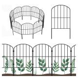 OUSHENG 25 Panels Metal Garden Fence 27ft x 24in - Rustproof Decorative Wire Fencing for Outdoor Yard, Flower Bed, Patio | Arched Animal Barrier & Landscape Edging (Black)