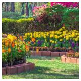 OUSHENG 25 Panels Metal Garden Fence 27ft x 24in - Rustproof Decorative Wire Fencing for Outdoor Yard, Flower Bed, Patio | Arched Animal Barrier & Landscape Edging (Black)