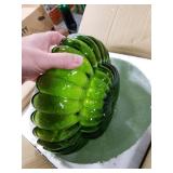 GloMuse Flush Mount Ceiling Light Green Glass Light Brushed Brass Modern Light Fixture for Living Room Kitchen Bedroom Hallway 3 Light(Bulb Not Included)