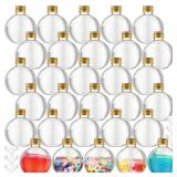 Jinei 30 Pcs 6 oz Ball Shape Plastic Sand Art Bottles Spherical Clear Plastic Potion Bottles Christmas Cocktail Ornament Balls for DIY Wedding Party Gift Crafts Decoration (Gold,Aluminum Cap)