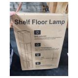 RUNTOP Floor Lamp with Shelves, Modern Shelf Lamp for Display Storage, 3 Color Temperature Wood Narrow Standing Corner Lamp with 8W Bulb for Living Room Decor, Bedroom, Office, Home Decor(Brown)