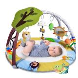 Lupantte Baby Gym Play Mat with 9 Toys for Sensory and Motor Skill Development Language Discovery, Thicker Non-Slip Activity Ball Pit, Green Tree Newborns, Babies to Toddlers as Gift