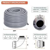 Neorexon Liquid-Tight Conduit 50 ft and 10 Pieces of Connector Kit, Electrical Conduit 1/2 50ft w/UL Certification, Flexible Conduit with 5 Straight and 5 90-Degree Conduit Connector Fittings