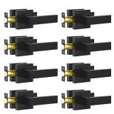 RAZCC Passage Door Lever, 8 Pack Matte Black Interior Door Handles for Hallway and Closet, Heavy Duty Square Interior Keyless Door Handles Non-Locking Door Knobs for Right & Left Side Door