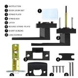 RAZCC Passage Door Lever, 8 Pack Matte Black Interior Door Handles for Hallway and Closet, Heavy Duty Square Interior Keyless Door Handles Non-Locking Door Knobs for Right & Left Side Door