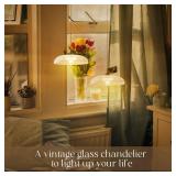 Oyisen Hanging Lights, 11.8 Inch Glass Shade Kitchen Island Light Fixtures Braided Light Cord Pendant Lights Vintage Hanging Pendant Light for Kitchen and Bedroom with Light Bulb