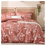 Bedsure Dusty Pink King Comforter Set - 7 Pieces Floral Bedding Sets, King Bed in a Bag with Reversible Botanical Flowers Comforter, Sheets, Pillowcases & Shams