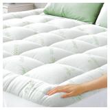 Ultra Soft Full Size Mattress Topper - Viscose Made from Bamboo Pillow Top Mattress Pad for Back Pain Relief - Naturally Cooling for Hot Sleepers, Green