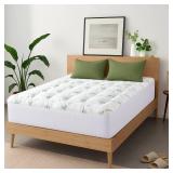 Ultra Soft Full Size Mattress Topper - Viscose Made from Bamboo Pillow Top Mattress Pad for Back Pain Relief - Naturally Cooling for Hot Sleepers, Green