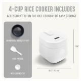 GreenLife Digital Rice Cooker, 2-Cups Uncooked/4-Cups Cooked, Removable Nonstick Ceramic PFAS-Free Pot, One-Touch Presets, Oats, Quinoa, Brown Rice, Auto Keep Warm, Fuzzy Logic Tech, 1.5QT, White