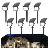 VOLISUN Solar Spotlight Outdoor, IP67 Waterproof Solar Landscape Spot Lights Uplights for Yard Garden Pathway - 8 Pack (Cool White) 27 LED 3 Lighting Modes
