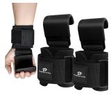 powerfeng Lifting Hooks for Weight Lifting: Weightlifting Hooks Wrist Straps Hand Grip Support for Deadlift Weightlifting Gym Gloves for Men & Women (Black)