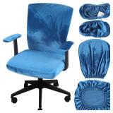 Tallew 4 Pcs Office Chair Covers Set Computer Universal Protective Stretchable Chair Seat Covers Desk Armrest Slipcovers Pads Office Cushion Backrest for Rotating(Sapphire)