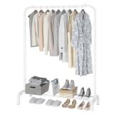 MOYIPIN Metal Clothing Rack, Single Rod Portable Garment Rack for Hanging clothes, Cloths Rack for Bedroom, Balcony 43.31inch, White