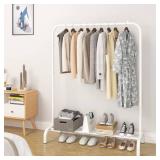 MOYIPIN Metal Clothing Rack, Single Rod Portable Garment Rack for Hanging clothes, Cloths Rack for Bedroom, Balcony 43.31inch, White