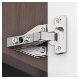 Chibery 1/8, 1/4, 3/8, 5/16 Overlay Soft Close Concealed Hinge for Face Frame Door Frameless Door, 3D Clip-on Plate, Self Closing Hidden Satin Nickel, 105° Angle, H=3, Half Overlay, 50 Pack