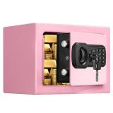 Small Fireproof Safe Box for Home Use, 0.3 Cu ft Mini Pink Safe and Fireproof Lock Box with Electronic Keypad, Fire Safe for Money, Jewelry, ID Documents DOOR NEEDS PULLED OUT