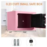 Small Fireproof Safe Box for Home Use, 0.3 Cu ft Mini Pink Safe and Fireproof Lock Box with Electronic Keypad, Fire Safe for Money, Jewelry, ID Documents DOOR NEEDS PULLED OUT