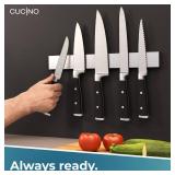 CUCINO Magnetic Knife Holder for Wall 16 - No Drilling incl. Self Adhesive Tape - Extra strong Magnet - Awarded Strip - Made of Stainless Steel