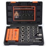 REXBETI 41-Piece Impact Bolt Extractor Screw Extractor Set and Stripped Screw Remover, Case with 16-Piece Bolt Extractor, 10-Piece HSS Drill Bit, 10-Piece Spiral Screw Extractor and 4 Piece Adapter
