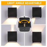 4-Pack LED Outdoor Wall Mount Lights Exterior/Interior, Square Modern Wall Sconce Fixture Set, Up and Down Lights IP65 Outdoor Waterproof Lights, 12W Warm Light 3000K Light Sconce (Matte Black)