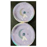 WRAPAHOLIC 50Pcs Baby Shower Paper Plates - 9 Inch Moon Girl Disposable Plates Decorative Dinner Plates for Party Tableware Supplies Table Decor
