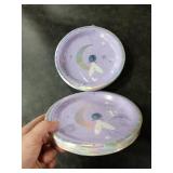 WRAPAHOLIC 50Pcs Baby Shower Paper Plates - 9 Inch Moon Girl Disposable Plates Decorative Dinner Plates for Party Tableware Supplies Table Decor