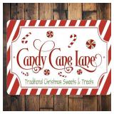 Candy Cane Lane Tin Sign