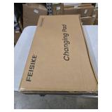 Wipe-Clean Baby Changing Pad, Waterproof Durable PU Pad, Soft & Non-Slip Safety Belt & Hanging Toys, Easy to Adjust & Removable Bar, Gray