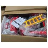 Costzon Ride on Fire Truck, 12V Toddler Fire Toy Kids Car w/Shovel & Wrench, Fire Extinguisher, Ladder, Safety Hat, 4 Anti-Slip Wheels, Music, Alarm, Horn, Electric Vehicle Gift for Toddlers (Red)