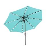 JEAREY 9FT Outdoor Patio Umbrella with Solar Lights, LED Lighted Pool Umbrella with Tilt and Crank, Outdoor Table Umbrellas for Deck, Yard & Market