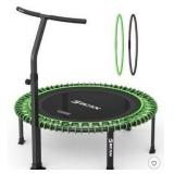 BCAN 500 LBS Soft Land Mini Trampoline, 40\" Fitness Trampoline, Bungees(2 Sets), T Shape Adjustable Foam Handle