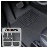 FOXPARK Floor Mats for Tesla Model Y 2025 to 2021, Custom Fit All Weather Floor Mats TPE, Cargo Liner Trunk Mats for Tesla Model Y Accessories 2024, 5-Seat (NOT fit 7-Seat) 6 PCS Mats Set