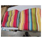 Stripe Indoor/Outdoor Chair Seat Cushion, Tufted, Weather, and Fade Resistant, 19\" x 19\", Red/Blue Westport, 2 Count