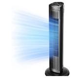 Pelonis 30 Inch 3-Speed Oscillating Tower Bedroom Fan with Auto-off Timer  Black