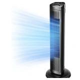 Pelonis 30 Inch 3-Speed Oscillating Tower Bedroom Fan with Auto-off Timer  Black