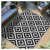 Favoyard Outdoor Rug 5x8 ft Plastic Straw Patio Area Carpet Waterproof, Reversible, RV Camping, Beach, Pool, Backyard, Deck, Porch, Balcony, Picnic