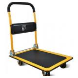 Push Cart Dolly by Wellmax  Moving Platform Hand Truck  Foldable for Easy Storage and 360 Degree Swivel Wheels with 330lb Weight Capacity  Yellow Color