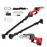Cordless Pole Saw, 2-in-1 6\" Battery Powered Pole Saws for Tree Trimming, 20V 2.0Ah Battery Mini Chainsaw with Pole, 15ft Reach Small Pole Saw for Wood Cutting, Trimming