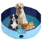 Dog Whelping Box, Foldable Birthing Pool for Dogs, Whelping Pool for Puppies, Poartable Plastic Swimming Pool & Bath Tub for Dogs, Blue (Blue, 31.5 Dia. x 7.9 H (80cm x 20cm))
