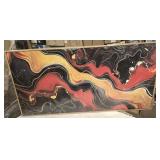 Large Black and Red Brown Abstract Canvas Wall Art Modern Abstract Picture Prints With Wood Framed for Living Room Bedroom Home Office Size 30x60