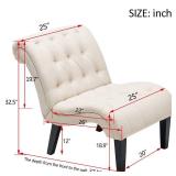 Yongqiang Accent Chair for Bedroom Living Room Chairs Tufted Upholstered Lounge Chair with Wood Legs Linen Fabric