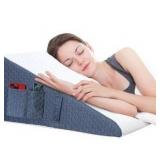 12inch Wedge Pillow for Sleep, Updated Bed Wedge, Acid Reflux, Heartburn, GERD, Neck Pain, Cooling Memory Foam Top, Removable Washable Cover Incline Wedge Pillow for Improved Sleep
