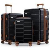 Luggage Sets 2 Piece Hardshell Expandable Lightweight Ultra Durable 100% PC Carry On Travel Suitcase with TSA Lock Spinner Wheels, Premium Black