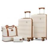 imiomo Luggage Sets 2 Piece Carry on and Check,Hardside Suitcase with Spinner Wheels, Lightweight Rolling Travel Luggage with TSA Lock (Beige)