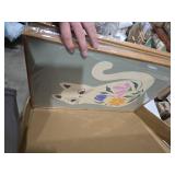 DRACIT Funny Boho Cat with Floral Framed Canvas Print Wall Art Set,Modern Cute Cat Wall Decor,Mid Century Vintage Animal Botanical Artwork for Cat Lovers,Kids Room,Bedroom-16 x24 x3