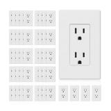 ELEGRP Matte White Standard Decorator Electrical Wall Receptacle Outlet, 15A 125V, 2 Pole 3 Wire, Non- Tamper Resistant, NEMA 5-15R, Self-Grounding, Wall Plate Included, UL Listed, 50 Pack